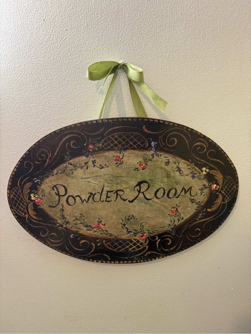 Powder Room Oval Wall Sign
